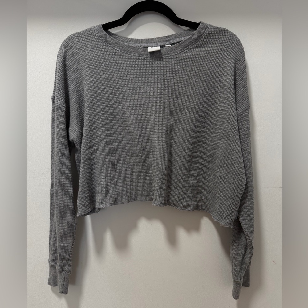 TNA Heather Gray Waffle Knit Top